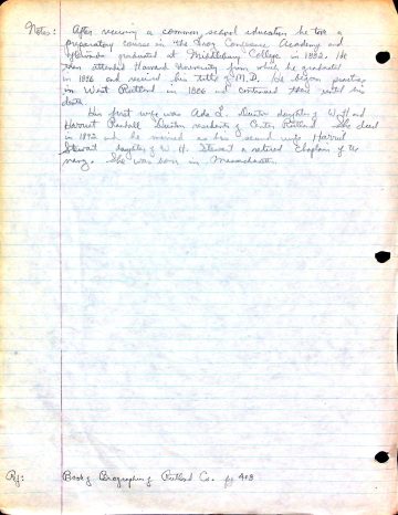 ROSS, Dr. Carroll (b. 1861 Poultney) 2 bio